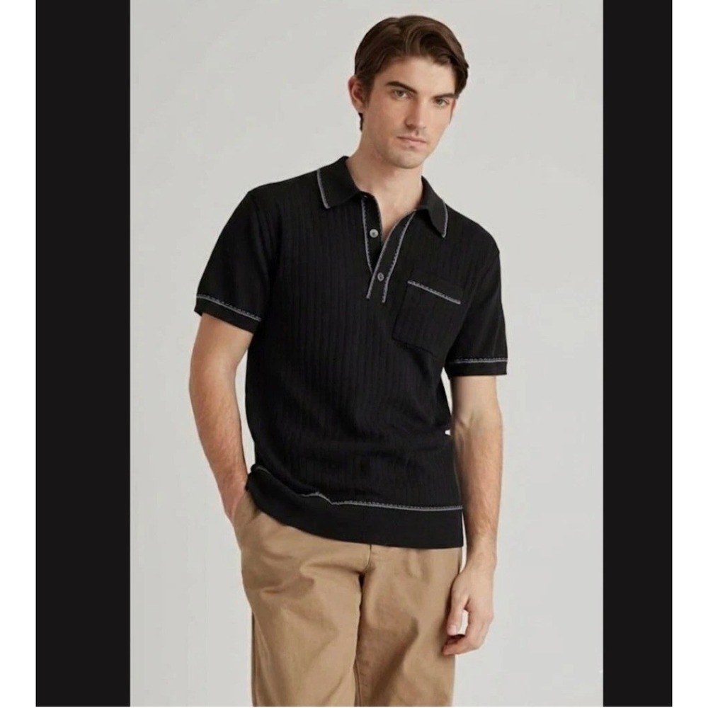 Quince Mens XXL Ribbed Knit Polo Shirt Silk organic Cotton Minimalist NEW NWT